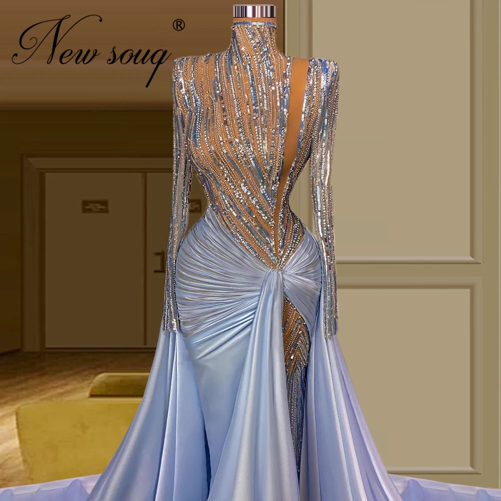 

Beaded Crystals Mermaid Evening Dress 2021 Newest Dubai Long Prom Dresses Saudi Arabia Plus Size Party Dress Vestidos Celebrity