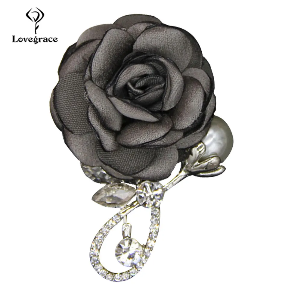 Женская Брошь с розами стразы тканевая бутоньерка для жениха свадебные