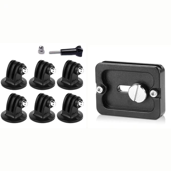 

1 Pcs Black Metal PU-50 Quick Release Plate & 1 Set Tripod Mount Adapter for GoPro Hero 6, 5, 4, 3+, 3, 2, 1 Cameras