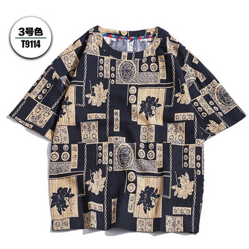 Summer T-shirt Fashion Chinese Style Tshirt O-NECK Streetwear One Piece Friends Hip Hop Rock Punk Oversized Top TEES - Цвет: ASIAN SIZE T9114 C