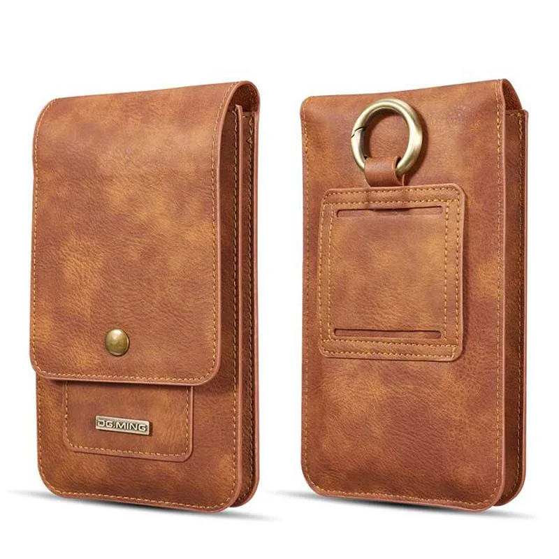 Universal Genuine Leather Waist Bag Durable Outdoor Mobile Phone Pouch Passport Cover Retro Business Card Holder Men Credit Card