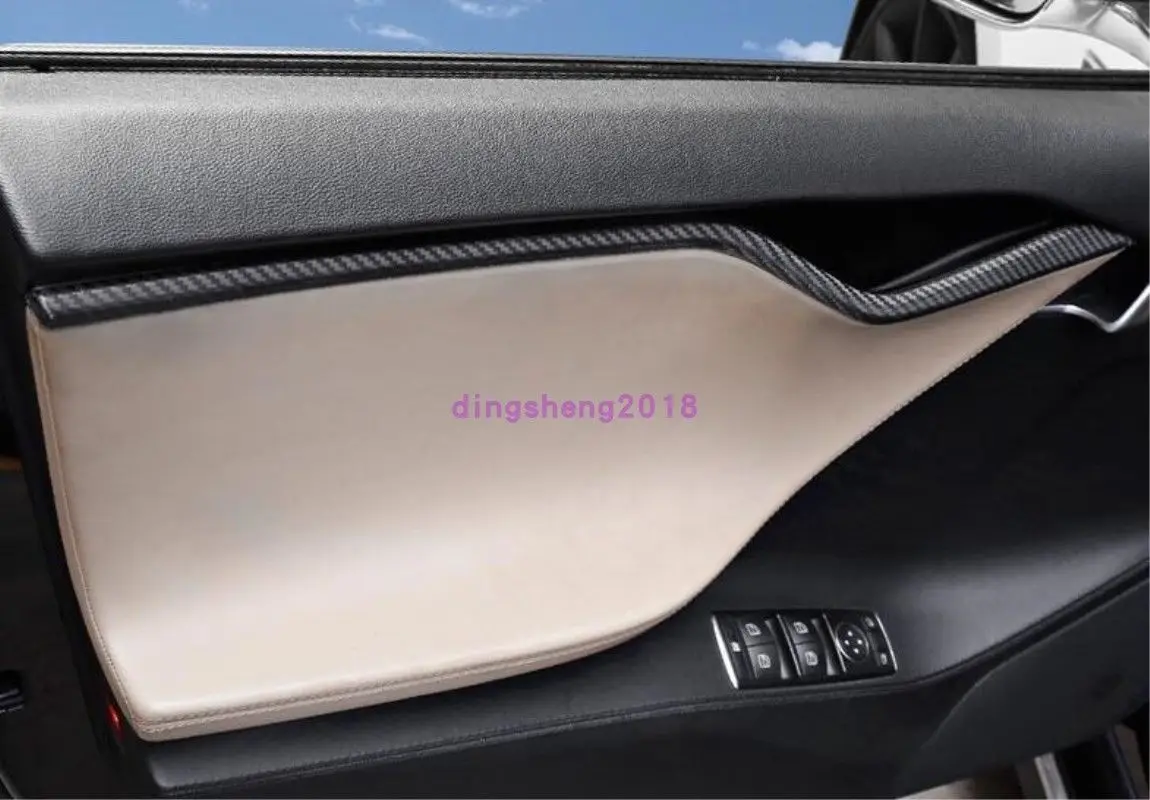 Для Tesla модель S- углеродное волокно для внутренней двери автомобиля полоса украшения отделка автомобиля модификация автомобильные аксессуары