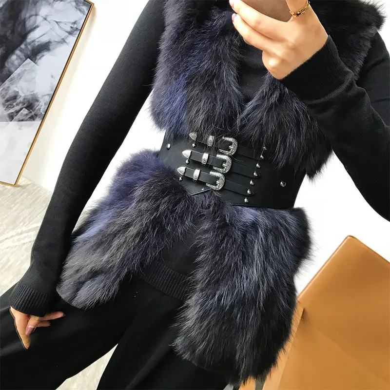 

Fashion Black Outwear Metal Aluminum Bucket Girdle Women Winter Out Coats Waist Belt Slim Fitted Elastic Waist