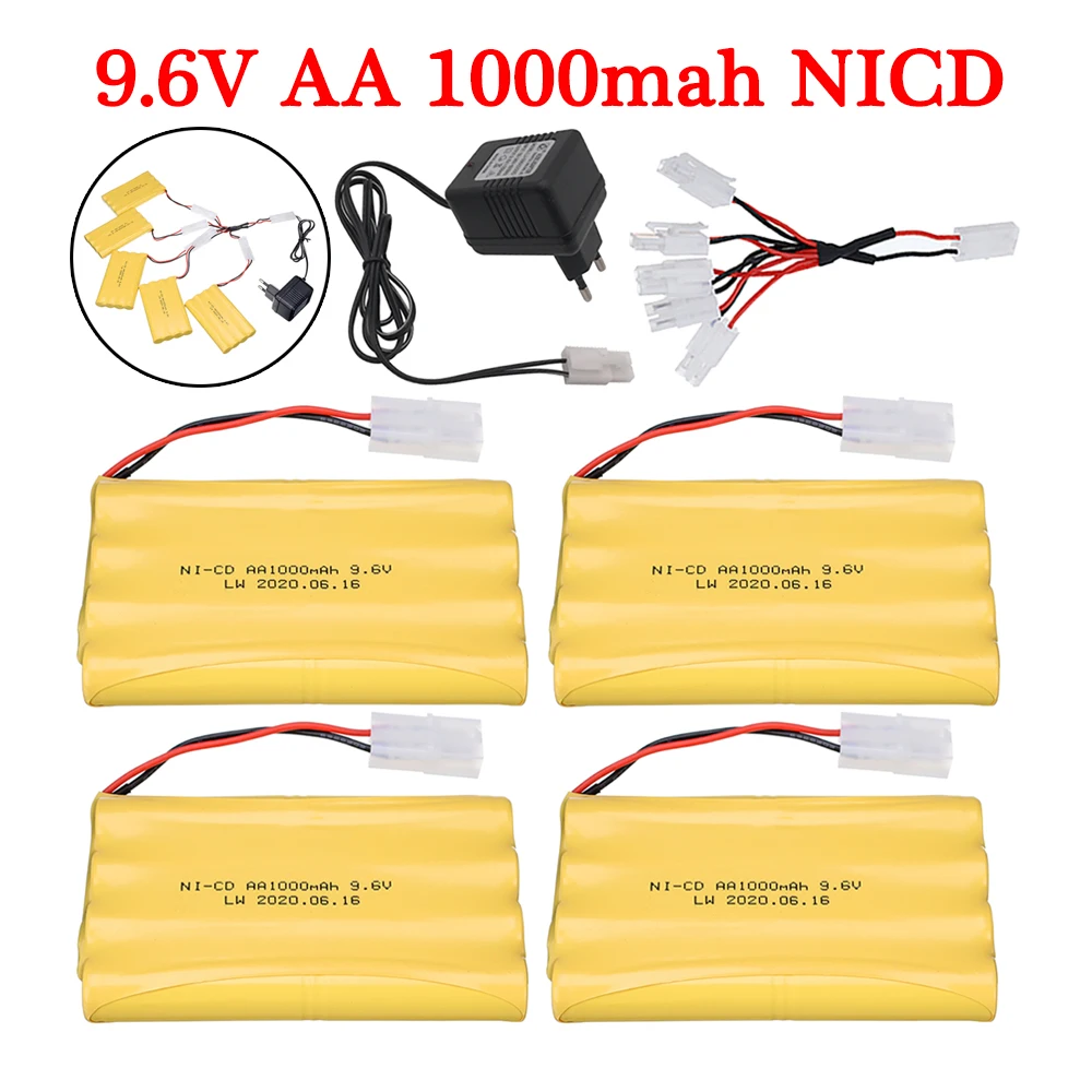 Con Caricabatterie 9.6 V 1000Mah Batteria Nicd Per Telecomando Rc Auto Serbatoi Robot Barca Nave Giocattoli Pistole Batteria Ricaricabile Aa 9.6 V