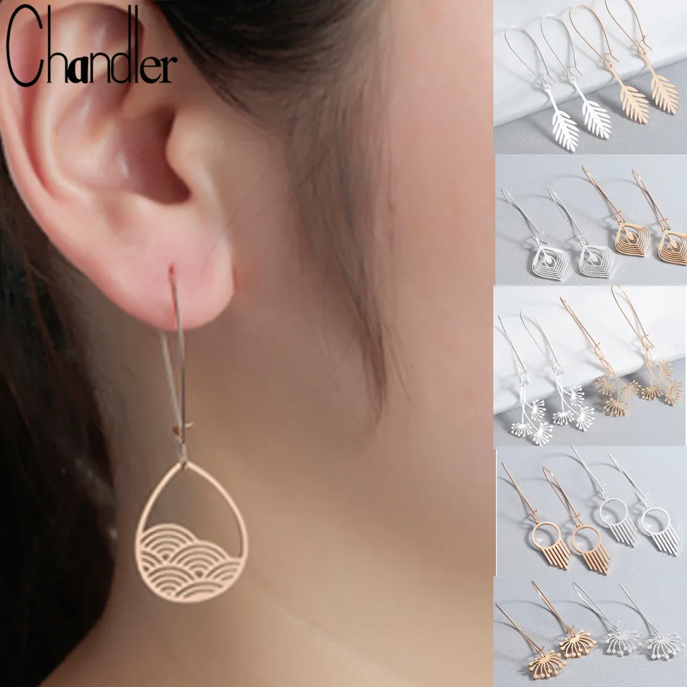 Женские серьги кольца из нержавеющей стали золотистого цвета|Серьги-подвески| |