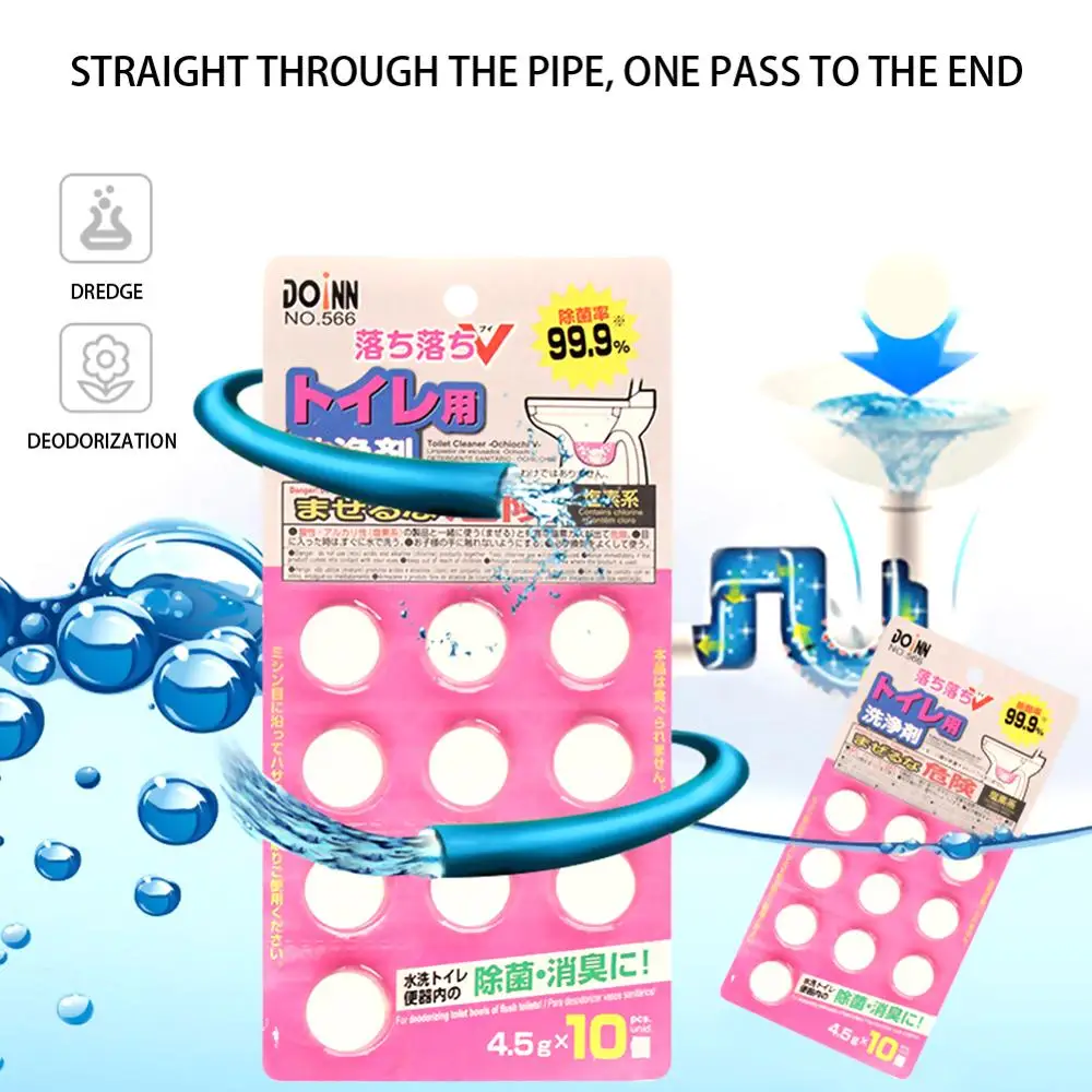 

10 Pcs/pack Automatic Bleach Toilet Bowl Tank Cleaner Tablets Flush Cleaner Toilet Cleaning Pill Deodorant