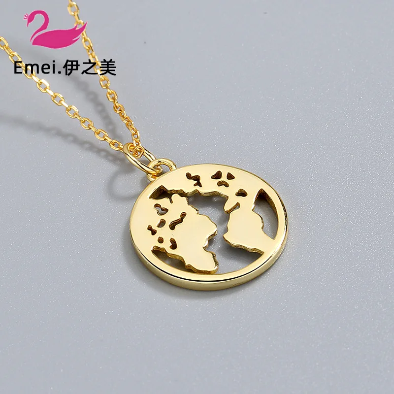 

Douyin Hot Selling Origional World Map S925 Sterling Silver Necklace Women's Tennis Red Popular Brand Coins Hollow out Choker Ac