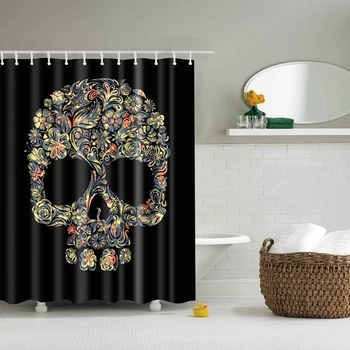 

Colorful Eco-friendly Horrible Skull Blood Shower Curtain Polyester High Quality Washable Bath Decor Shower Curtains With Hooks