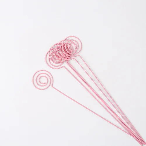 20cm pink round 10 шт., металлические держатели для карточек с цветами, Подарочные Цветы для торта, цветочный букет, коробка для тортов, палочки для упаковки, Diy реквизит, декоративные зажимы - Цвет: 20cm pink round