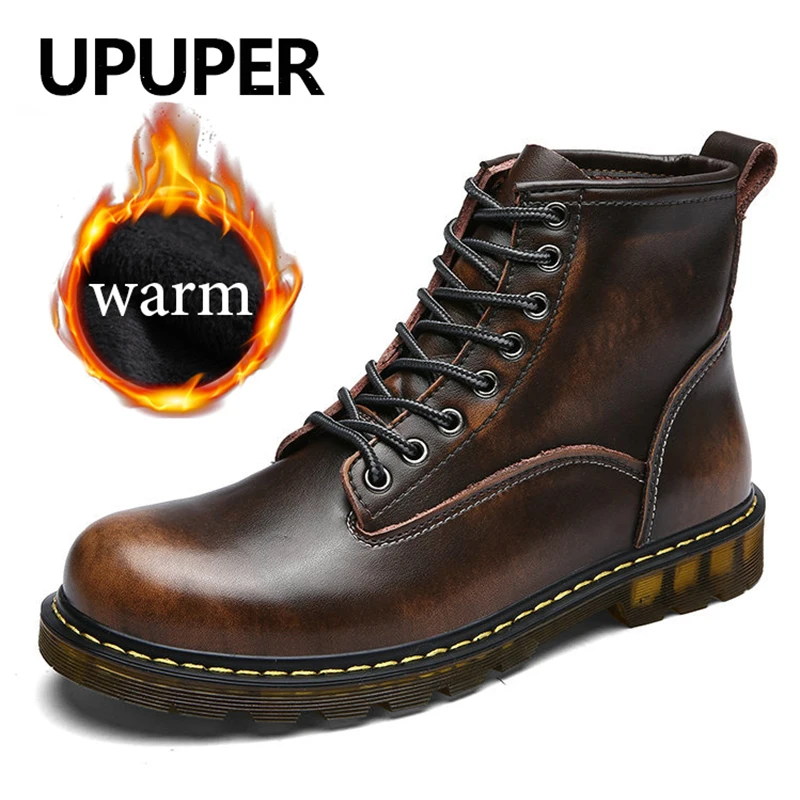 Мужские кожаные ботинки ручной работы Черные Водонепроницаемые рабочие