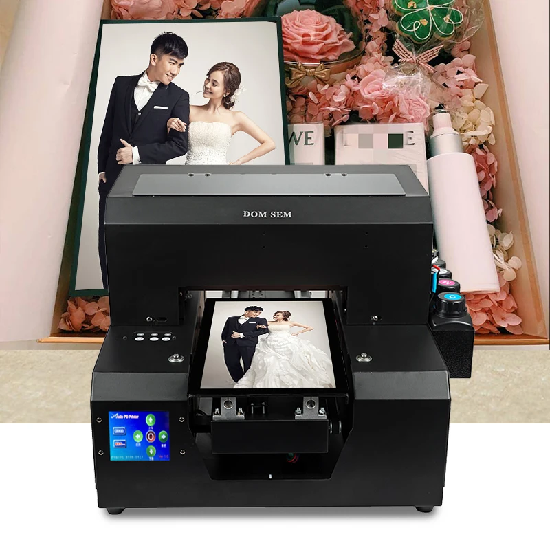 

DOMSEM A4 UV Flatbed Printer Photo Printers for Wedding Family DIY InkJet Printing Machine Impressora Sublimation Free Shipping