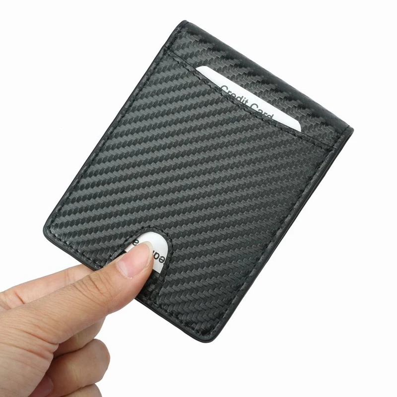 Мужской тонкий двойной кошелек RFID Блокировка минималистичный передний карман кошельки для мужчин из натуральной кожи