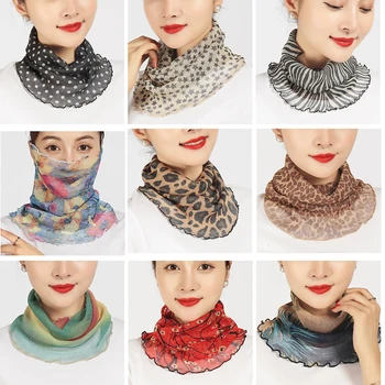 

2 pieces Women's Leopard print scarf hanging ears Multifunction scarf Summer sunscreen Mask scarf hedging