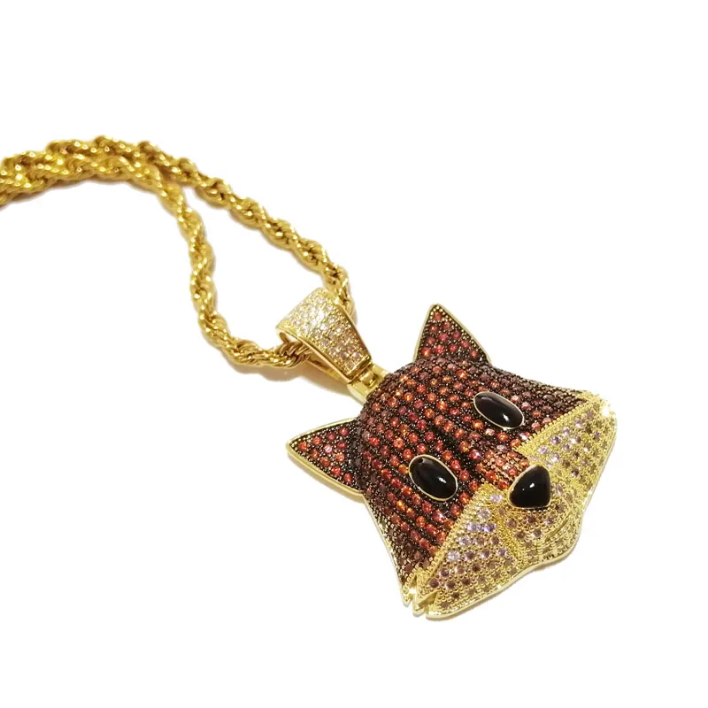 Iced Out кулон с лисичкой ожерелье с цепочкой для мужчин и женщин Подарки новое поступление AAA микро Pave Циркон животное хип хоп ювелирные изделия