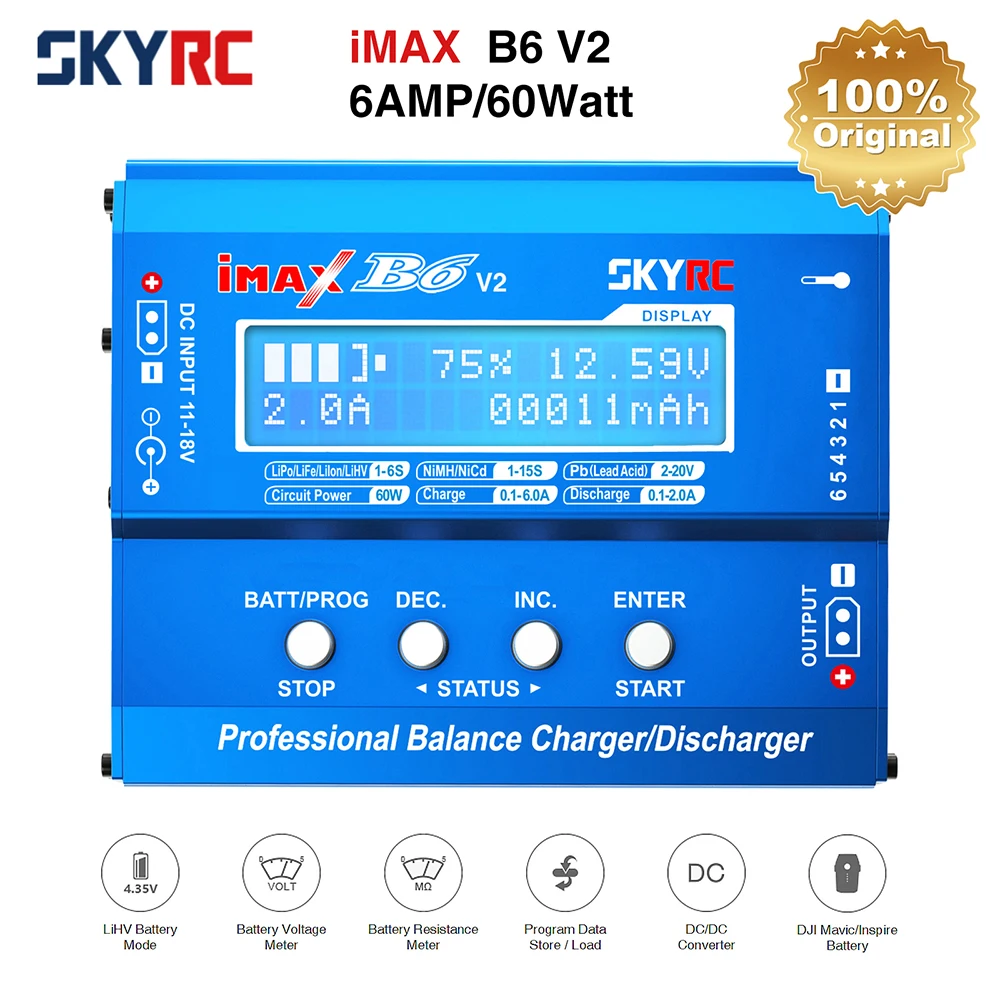 Балансирующее зарядное устройство SKYRC IMAX B6 V2 6A 60 Вт для NiMH NiCD LiHV NiCd Li-Ion
