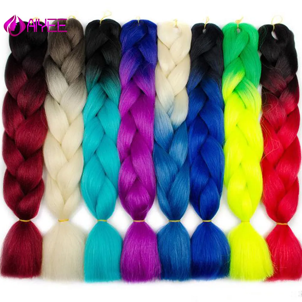 

AIYEE Jumbo Braiding Hair Synthetic Hair, African Crochet Hair, 24inch Blue Colored Strands Ombre False Braiding Hair