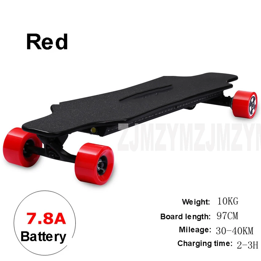 Red 7.8A 4 колеса электрический скутер дистанционное управление скейтборд, уличная мода доска 5.2A/7.8A 350 Вт* 2 двойной привод клен древесины скейт скутер для взрослых - Цвет: Red 7.8A
