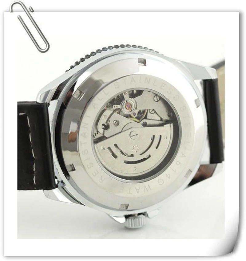 WINNER Men Fashion Auto Mechanical Watch Leather Strap Sub Dial Date Display Tachometer Top Brand Luxury Wrist Watch