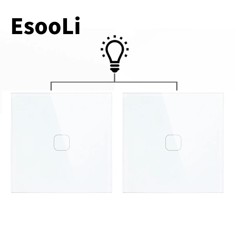 

EsooLi умный дом стандарт ЕС Роскошная стеклянная Хрустальная панель 1 комплект 2 канасветильник енный сенсорный выключатель водонепроницаемый и огнестойкий