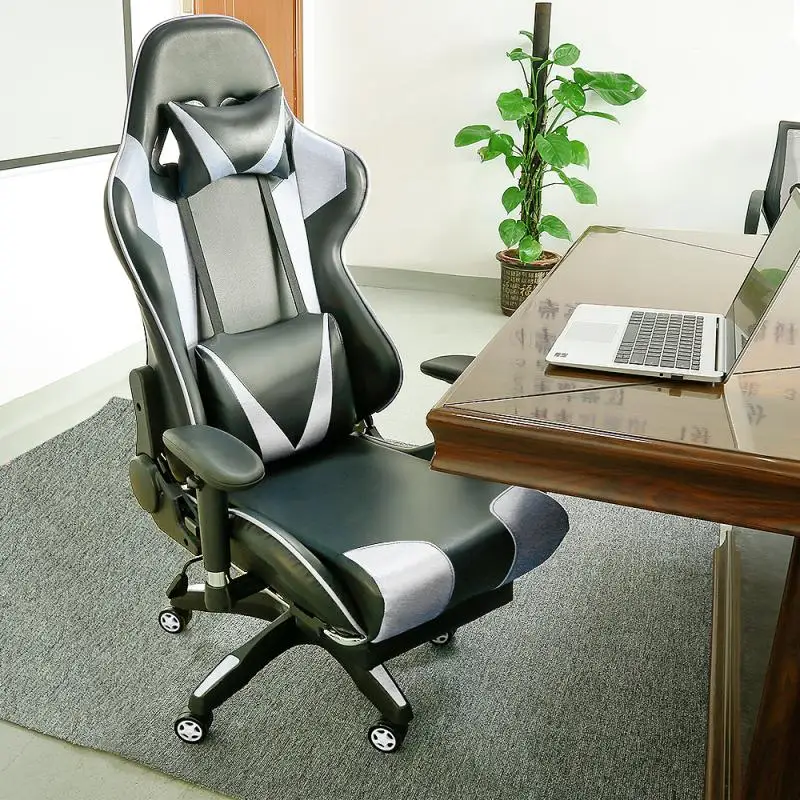 Description Picture 5 of itemChaise Adjustable Backrest Gaming Chair Lifting Armrests Headrest Lumbar Pillow Footrest Study Office Computer Seating Home HWC