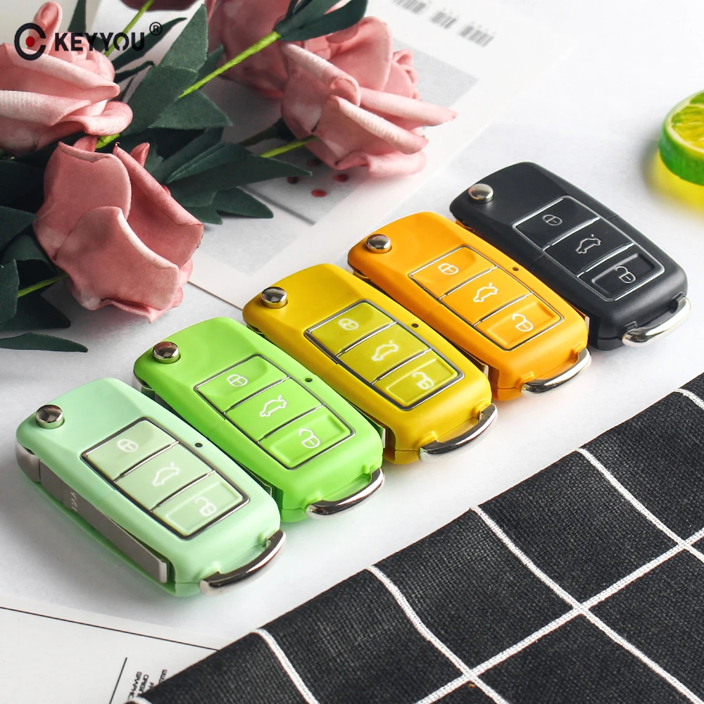 KEYYOU 10 шт. чехол для автомобильного ключа Volkswagen Vw сиденья Skoda Jetta Golf Passat Beetle Polo Bora 3 BT