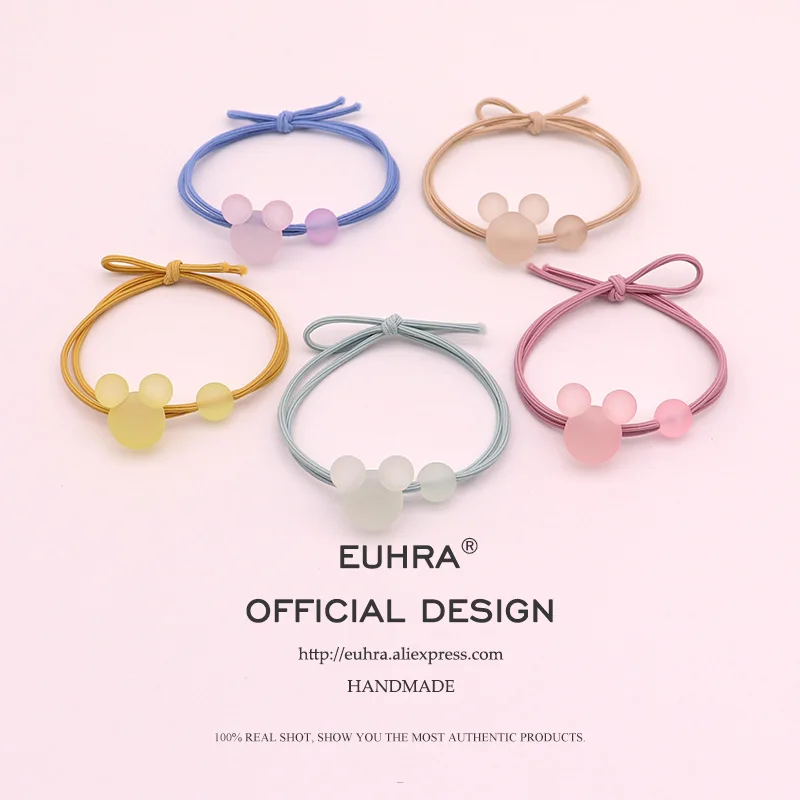 EUHRA/5 цветов в форме Микки, Симпатичные гелевые бусы с Минни для девочек, женские эластичные резинки для волос, Детские резинки, высокая эластичность