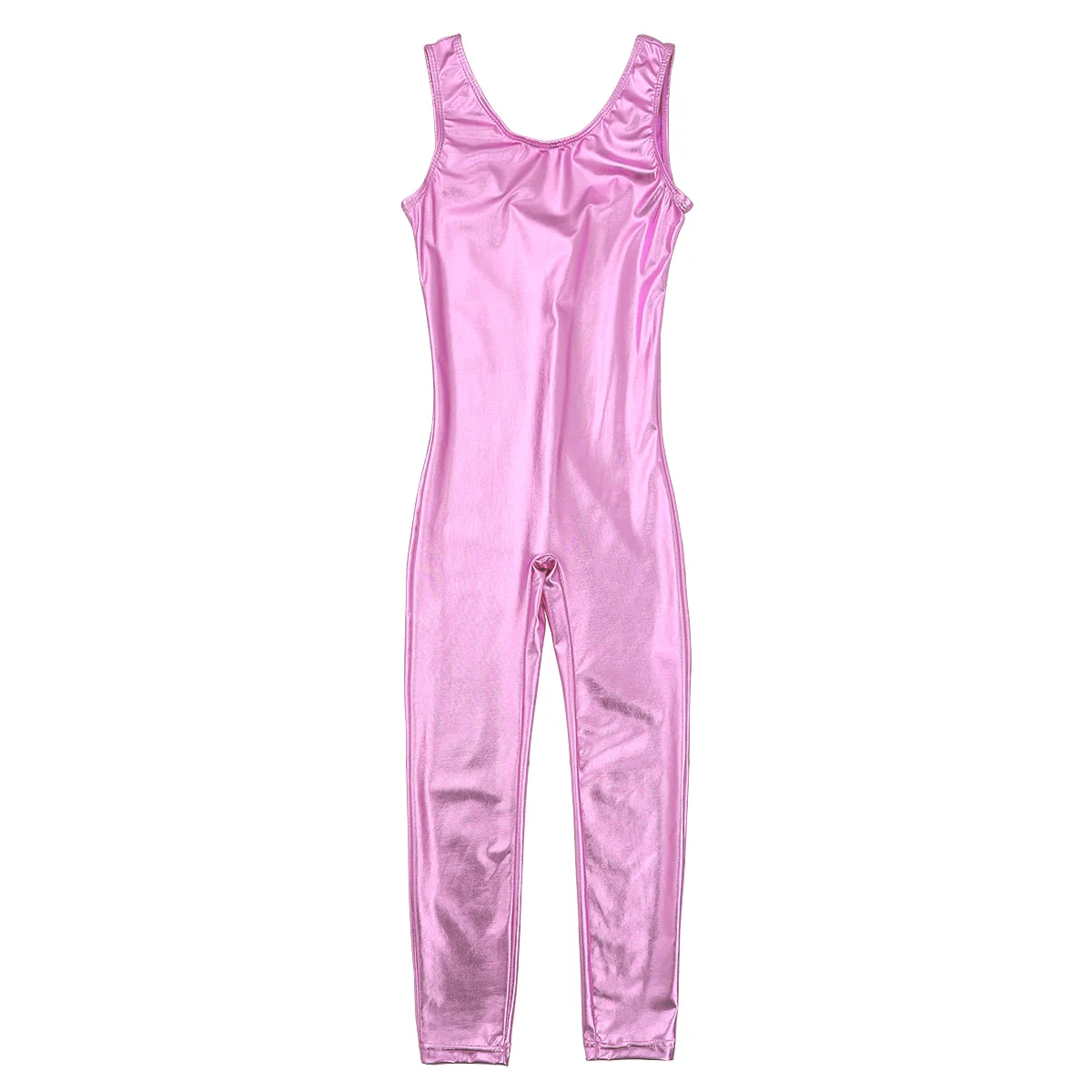 Kids Girls Sleeveless Glossy Metallic Ballet Gymnastics Leotard Jumpsuit Unitard Teens Girl Dance Wear Ballerina Dance Costume