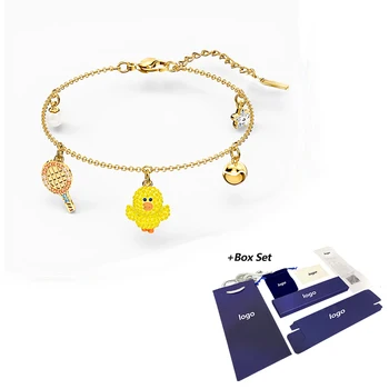 

2020 SWA NEW FRIENDS Little Yellow Duck Bracelet Golden Tennis Racket and Tennis Graceful Crystal Pearl Bracelet Ladies Fashion