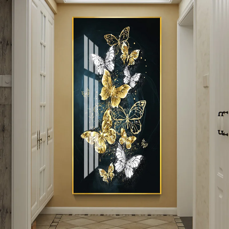 

5D Crystal Porcelain Painting Flower Butterfly Diamond inlay Painting Vestibule Mirror Surface Decor Home Art Wall Decor