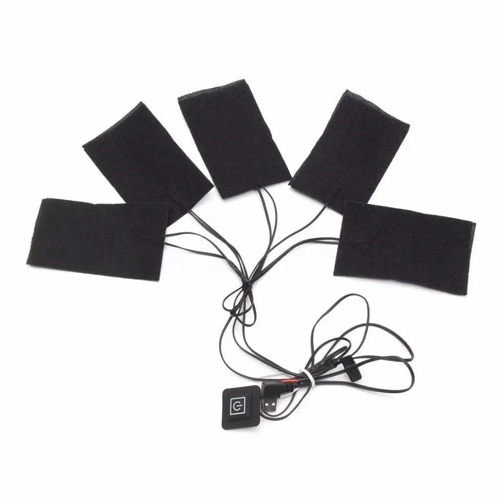 Черные амбушюры 5 шт. Электрический Нагреватель Коврик-грелка колодки USB одежда нагреватель 3 шестерни Регулируемый зимний тепловой - Цвет: 5pcs 12X8cm