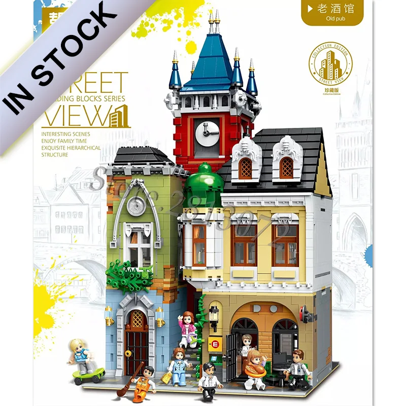 ql0924 MOC 4030 шт серия City Streetview кирпичный Старый город паба строительные наборы блоки Детские кирпичи ql0922 ql0920