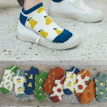 

2020 spring and summer socks orange colorful socks for girl kawaii cute street ladies boat socks fruit short women socks