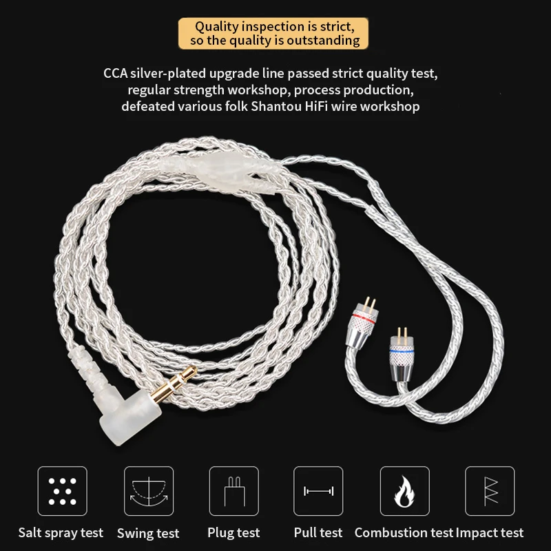 

CCA Earphones Silvers Cable Zsn Pro Plated Upgrade Cable 2pin Gold-plated Pin 0.75mm for KZ ZSN Pro zs10 pro KB06 KB10