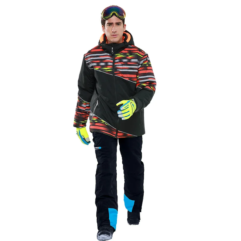 Лыжные костюмы для мужчин с капюшоном теплые флисовые мужские лыжные наборы куртки комбинезоны спортивные Сноубординг мужские комбинезоны одежда Зимние костюмы - Цвет: 5 s Navy