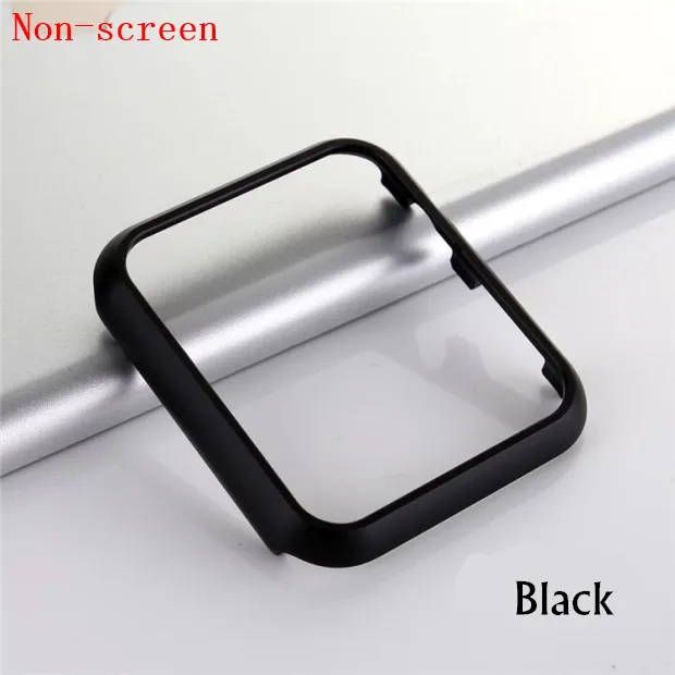 black no screen Стекло+ рамка чехол для Apple Watch 5 4 3 44 мм 42 мм iwatch ремешок 40 мм 38 мм металлический бампер универсальная защитная рамка для экрана - Цвет ремешка: black no screen