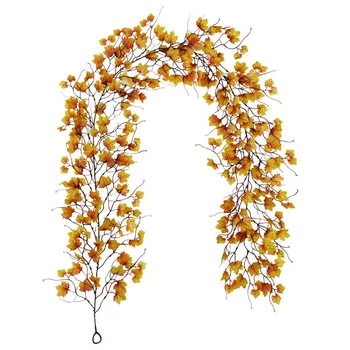 

6.5Ft Artificial Hanging Fall Maple Leaves Garland Vines Christmas Halloween Thanksgiving Decor for Home Wedding Party