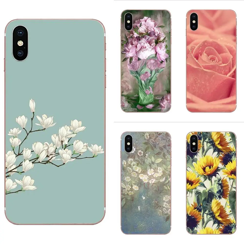 Пион Sunflowe Роуз Дэйзи сливы с красивыми растениями цветком для Galaxy J1 J2 J3 J330 J4 J5 J6 J7