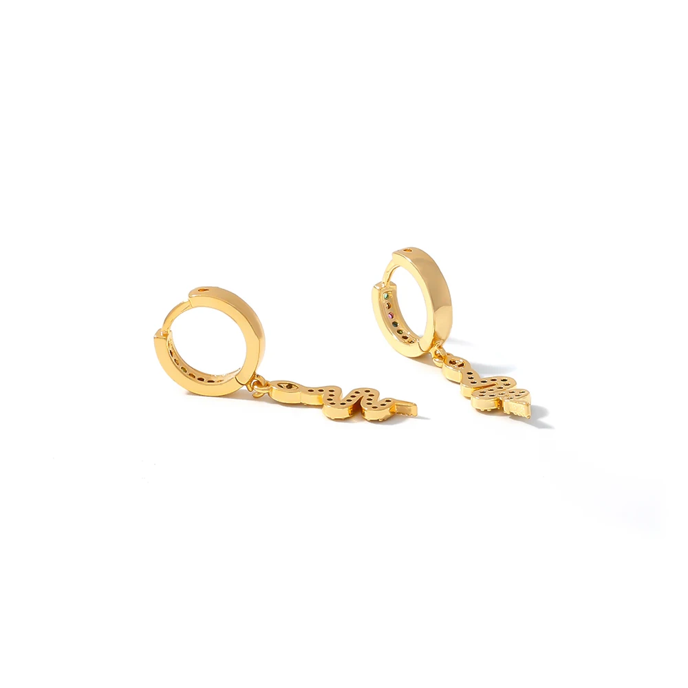 Mchic Fashion Rainbow Snake Earrings Gold Color Jewelry Personalized Shiny Zirconia Pendant Earring for Women Gala Gift