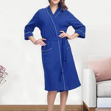 Халат Пижамы Женские однотонные хлопковые пижамы Ночная рубашка халат с поясом Женская одежда Платья зимний дом