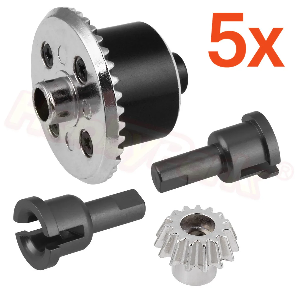 Black 6572-D5 5 комплектов металлических передних/задних дифференциальных зубчатых передач, набор конических зубчатых A949-23 для WLtoys 1/18 RC автомобилей A959 A969 A979 - Цвет: Black 6572-D5
