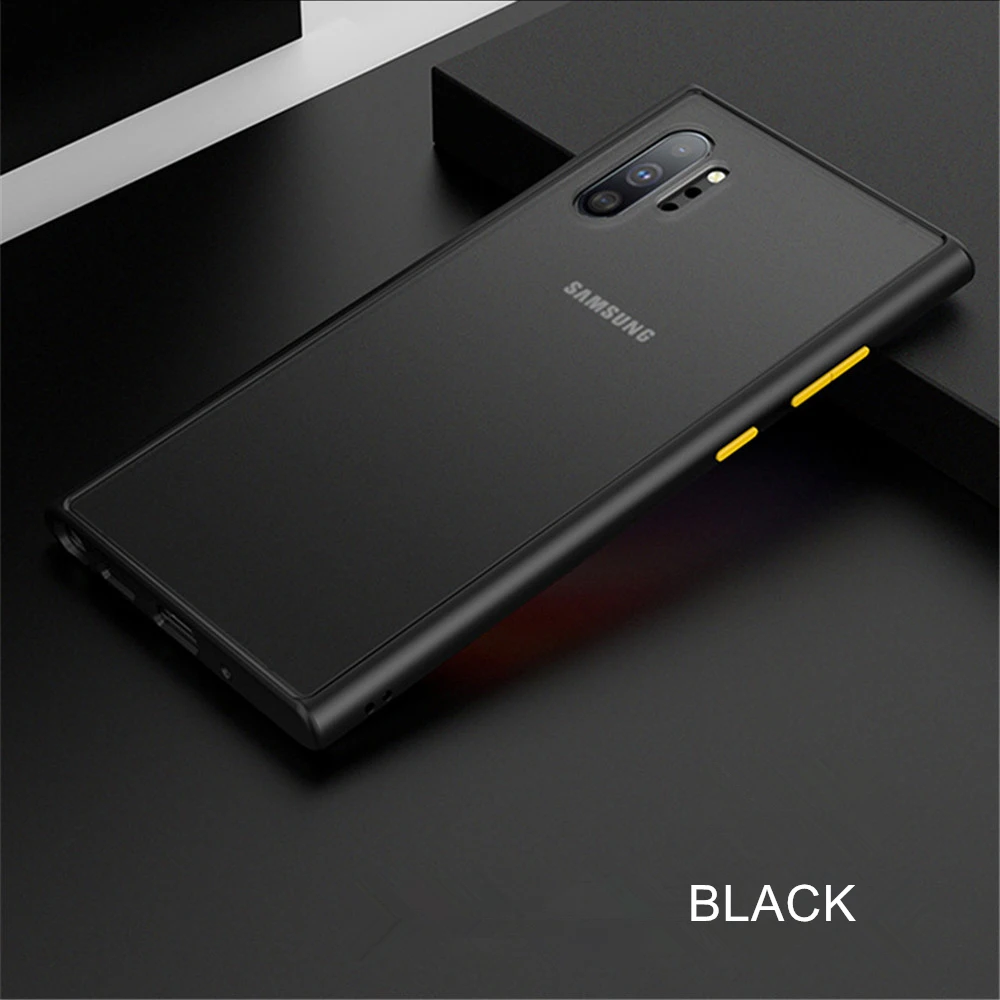 BK Матовый Прозрачный чехол для samsung Galaxy S10 Plus Note 10 10 Plus A50 A70 A10 A20 A30 противоударный жесткий нескользящий Силиконовый контрастный чехол - Цвет: BK