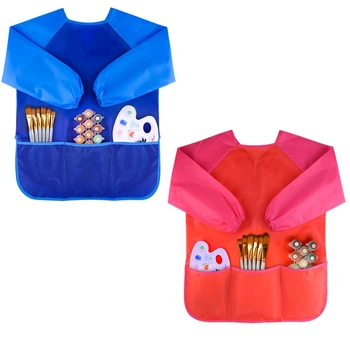 

Waterproof Children's Drawing Blouse Children's Art Apron Machine Washable with 3 Spacious Pockets