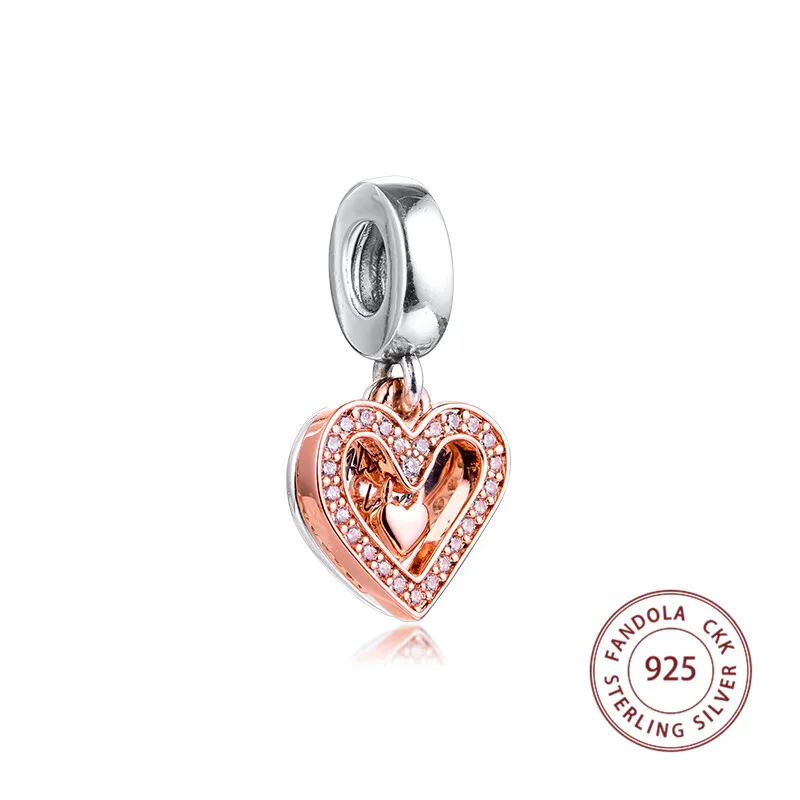 

2020 New Fits Pandora Bracelet 925 Sterling Silver Sparkling Freehand Heart Dangle Charms Beads for Jewelry Making kralen