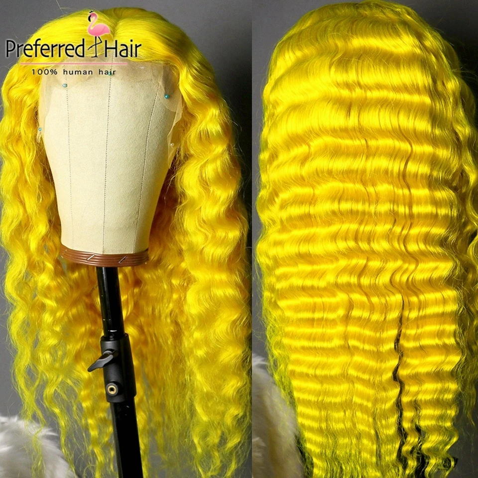 Preferred13x4 Remy Омбре кружевной передний парик предварительно выщипанный желтый волнистый парик бразильские кружевные передние человеческие волосы парики для черных женщин