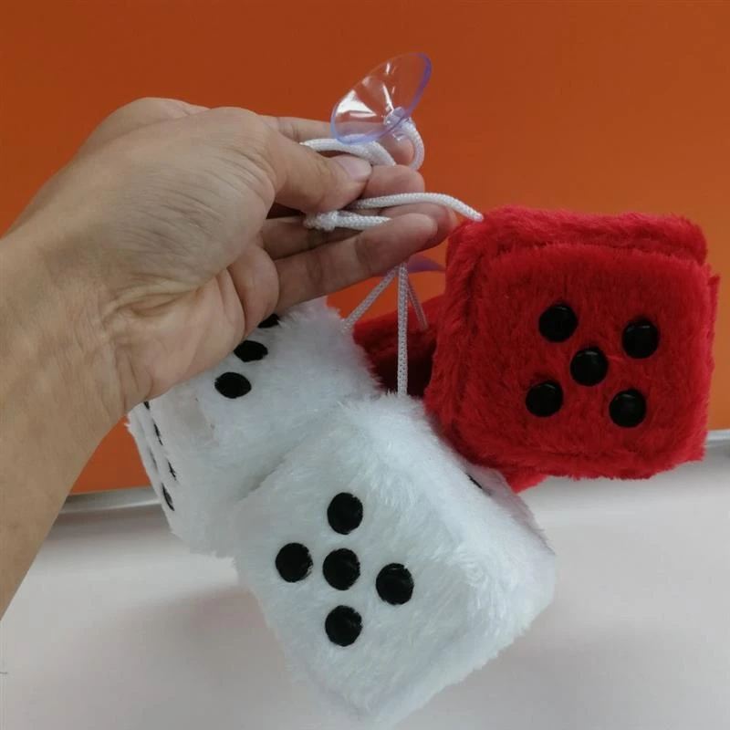 2pcs Hanging Dice Ornaments For Car Plush Car Pendant With Dots And