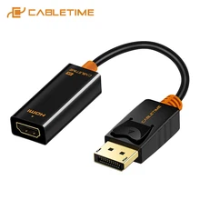 CABLETIME Adapter HDMI 4K Displayport DP to HDMI Adapter 1080P Display Port Cable Converter For PC Laptop HDMI Cable Adapter 076 CABLETIME Adapter HDMI 4K Displayport DP to HDMI Adapter 1080P Display Port Cable Converter For PC Laptop HDMI Cable Adapter 076