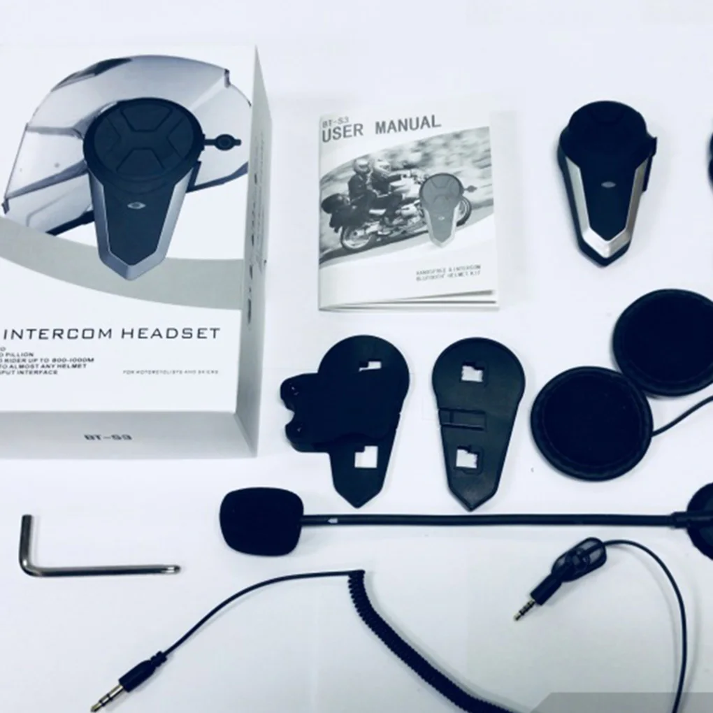 Мотоциклетный Bluetooth микрофон 1000 м шлем домофон гарнитура мотоцикл переговорные Handsfree FM радио водонепроницаемый