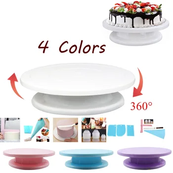 

Food Grade Plastic Cake Turntable Rotating Cake Dough Knife Decorating 10 Inch Cream Cakes Stand Cake Rotary Table Hot Sal