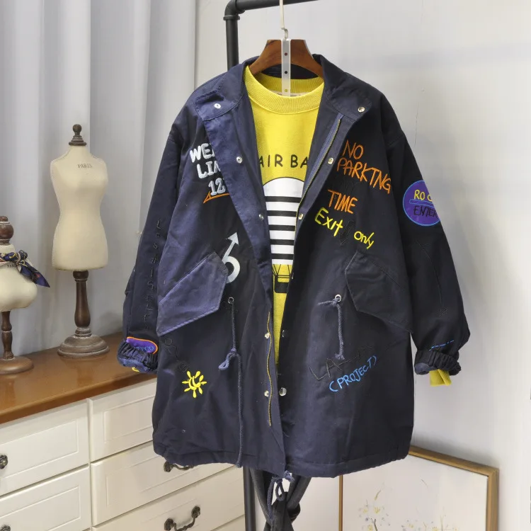 

Korean-style Casual 17 Autumn And Winter New Products Simple Embroidered Letters Loose-Fit Versatile plus Cotton Casual Cotton-p