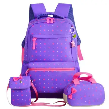 

3PCS Kid Children Girl Primary School Book Bag Backpack Rucksack Waterproof